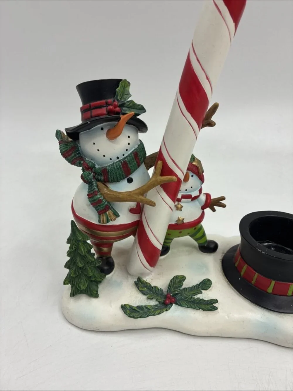 Yankee Candle Snowman Candy Cane Tealight Holder Christmas Decor Holiday
